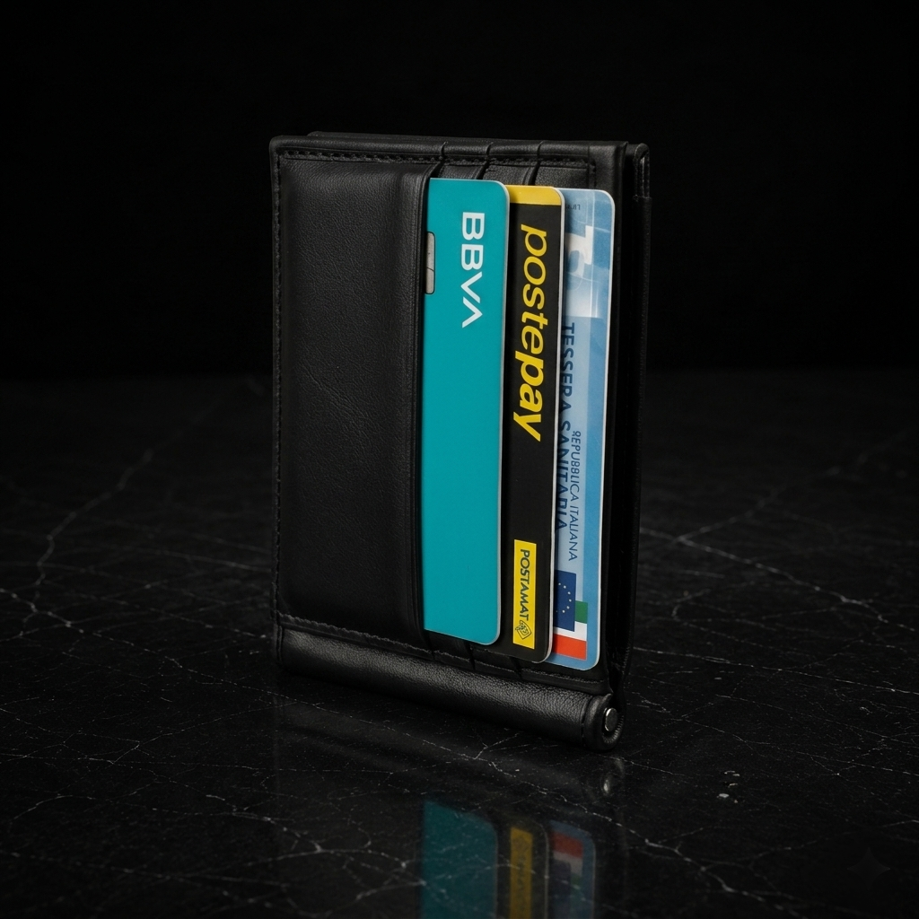 D-RUSH – Portafoglio Uomo Slim in Ecopelle Premium con Clip e Chiusura Magnetica